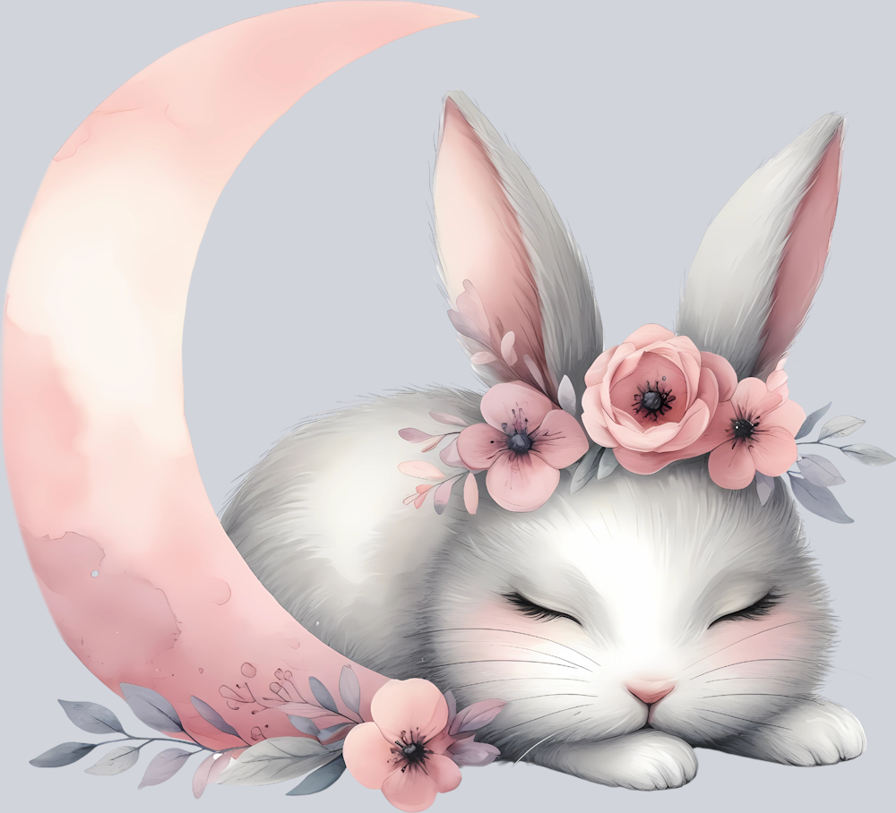 Cute Bunny Pink with moon