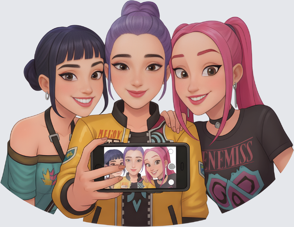 three-friends-selfie-illustration