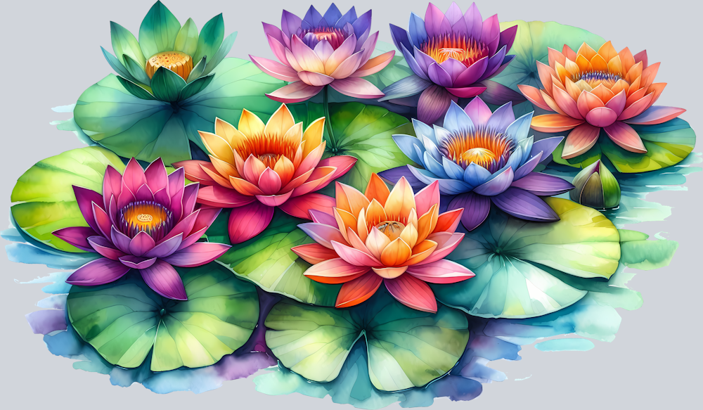 colorful-lotus-flowers-on-water