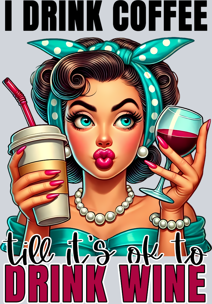 Grumpy Housewife-I Drink Coffee Until it is OK to Drink Wine-Pin Up