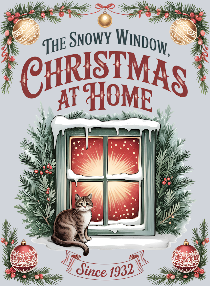 Christmas Window with Cat