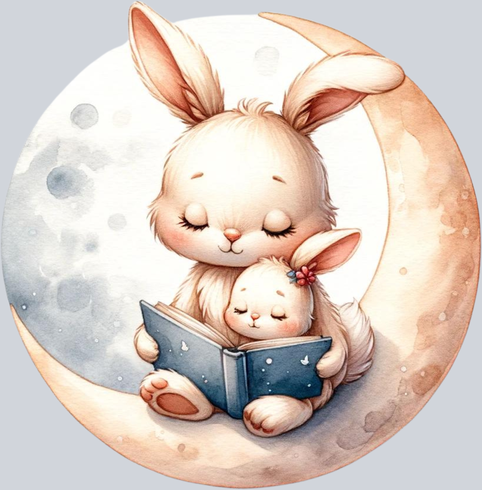 Bunny MAMA BABY READING MOON (