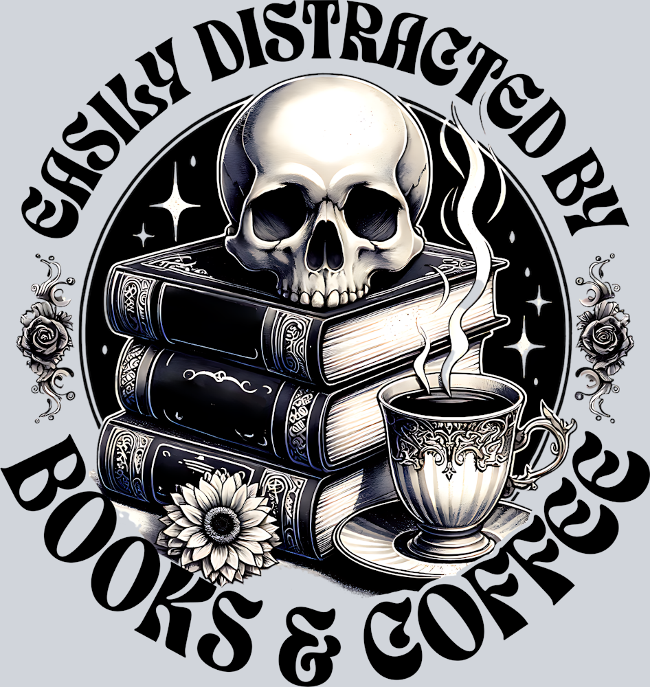 EASILY DISTRACTED BY BOOKS AND COFFEE PNG