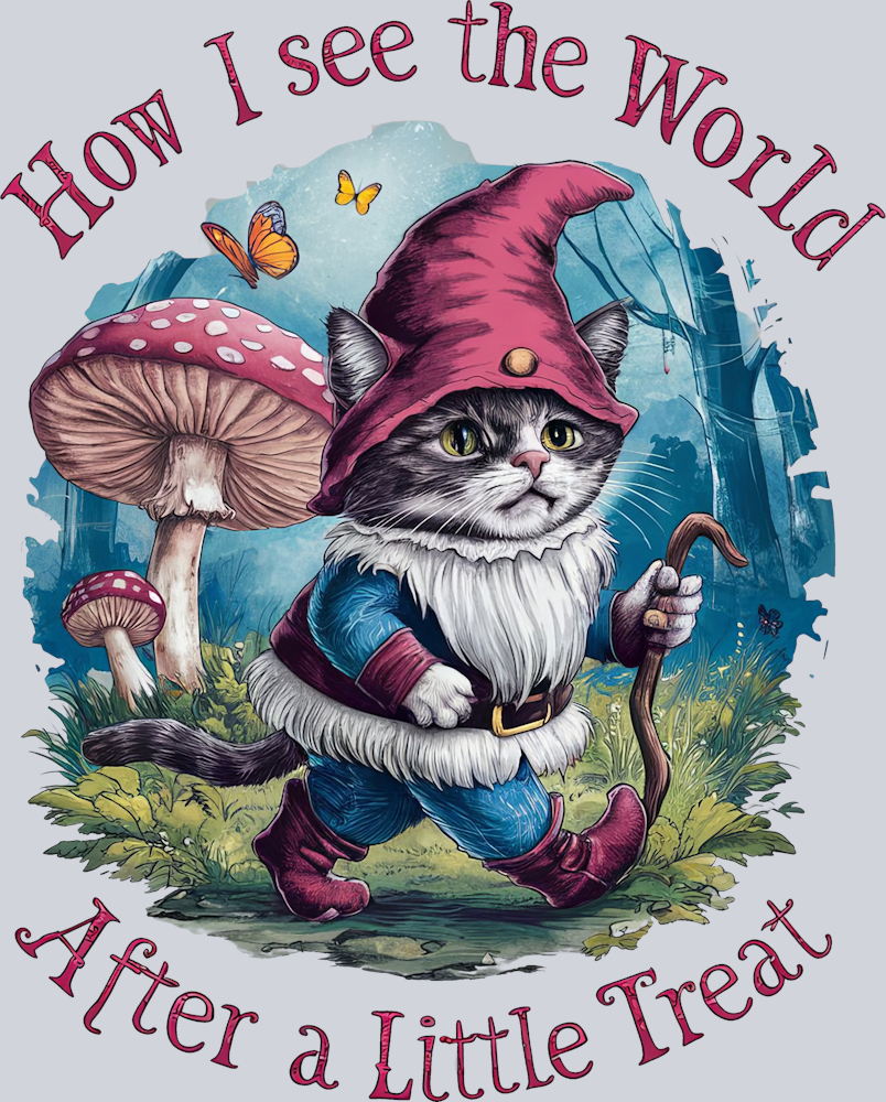 cat gnome adventure illustration