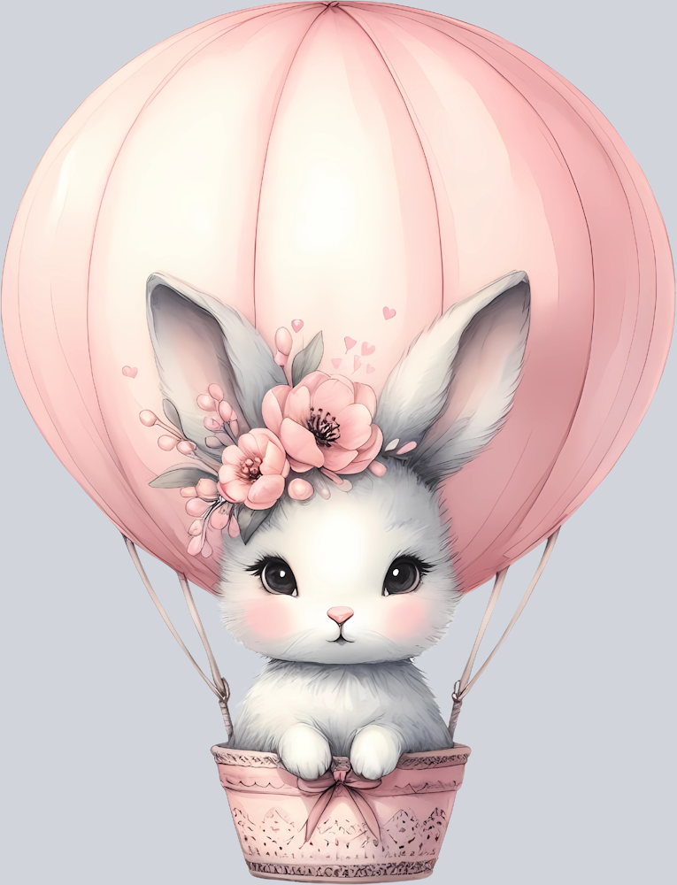 Bunny in pink Hot Air Balloon