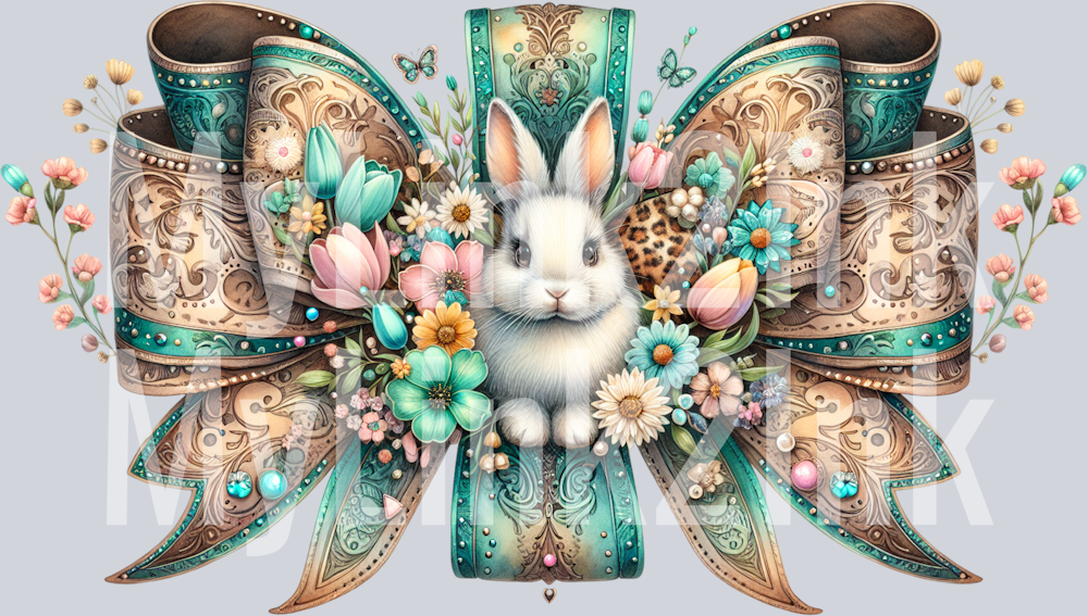 Western Easter Bunny Teal Turquoise Western PNG