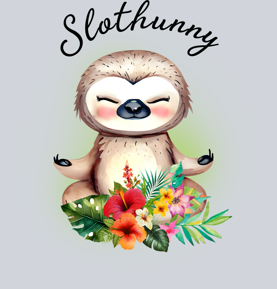 Sloth with Tropical Flowers