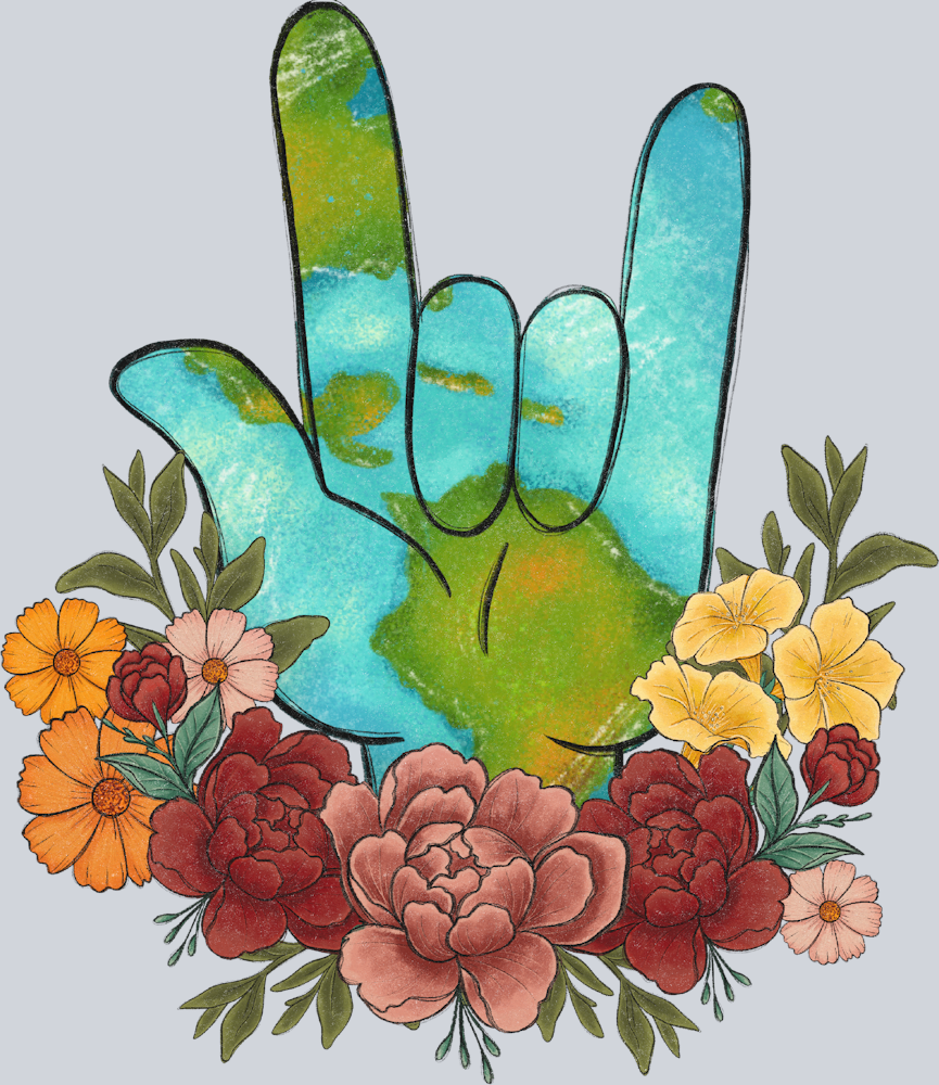 Hang Loose-Earth Day Hand and Floral
