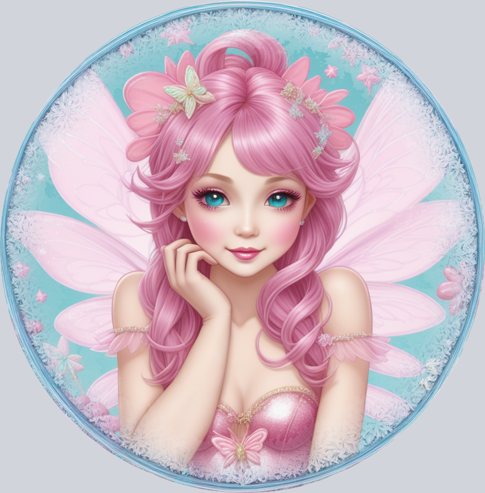 pink fairy with butterflies