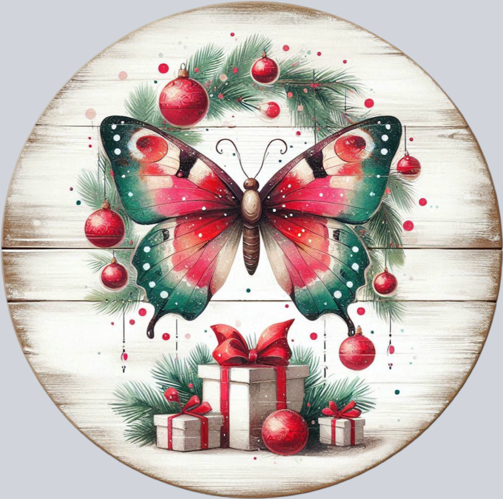 Christmas Butterfly with Gifts