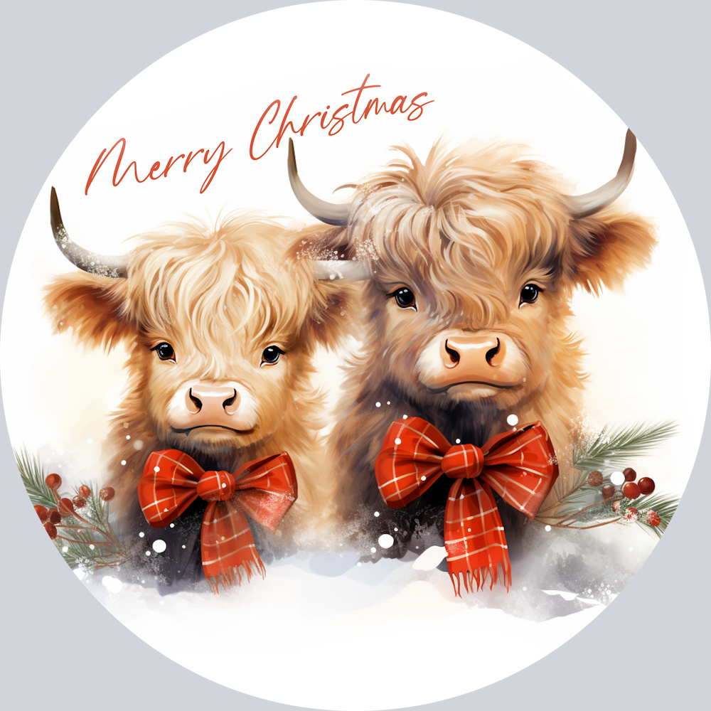 Highland Cow Christmas Ornaments (4)