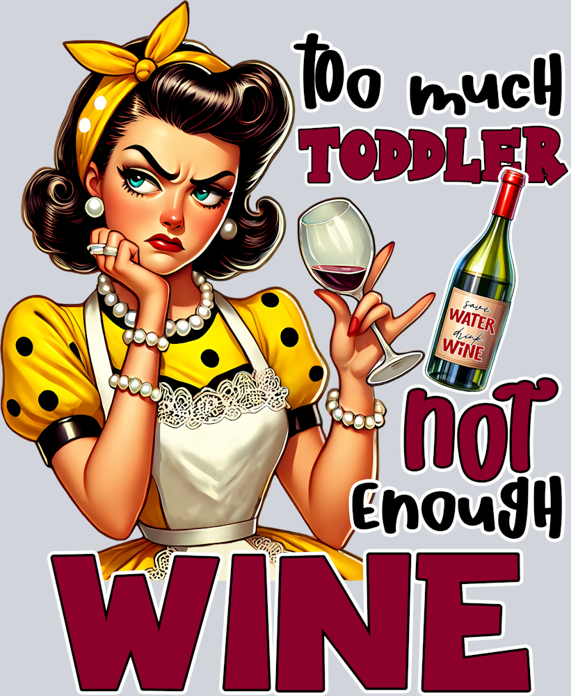 Grumpy Housewife-Too Much Toddler-Not Enough Wine-Pin Up