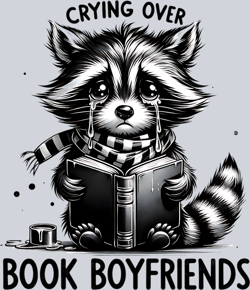 CRYING OVER BOOK BOYFRIENDS RACCOON
