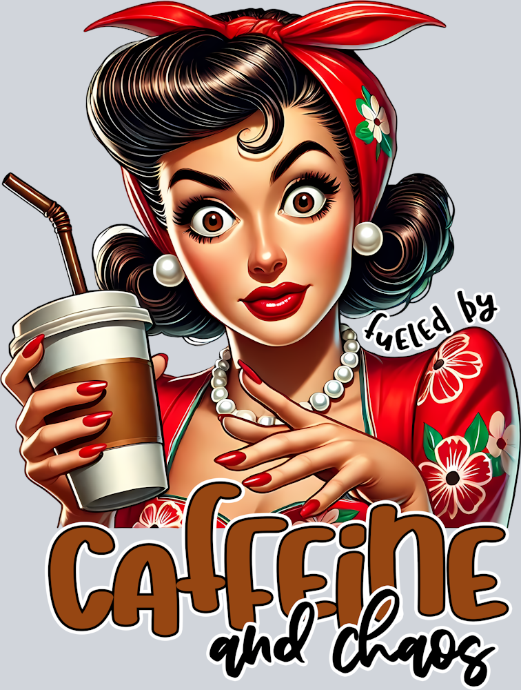 Grumpy Housewife-Coffee and Chaos-Pin Up