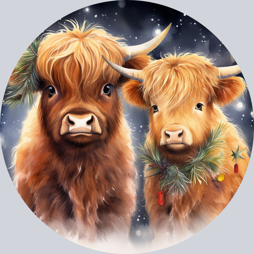Highland Cows Christmas Ornaments (3)