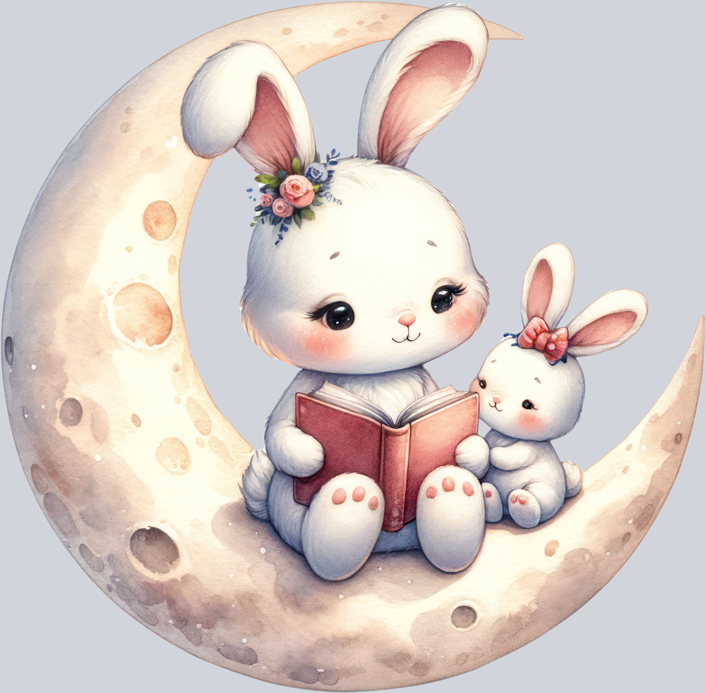 Bunny MAMA BABY READING MOON