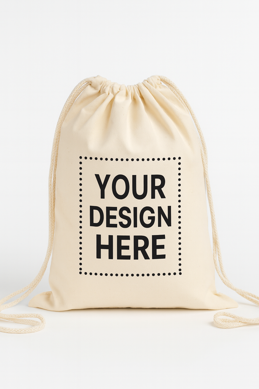 Blank Cotton Drawstring Bag 14x18 • Natural Canvas Gift Bag • DIY Craft Bag • Reusable Cotton Sack for Vinyl, DTF, HTV, Logos & Personalization