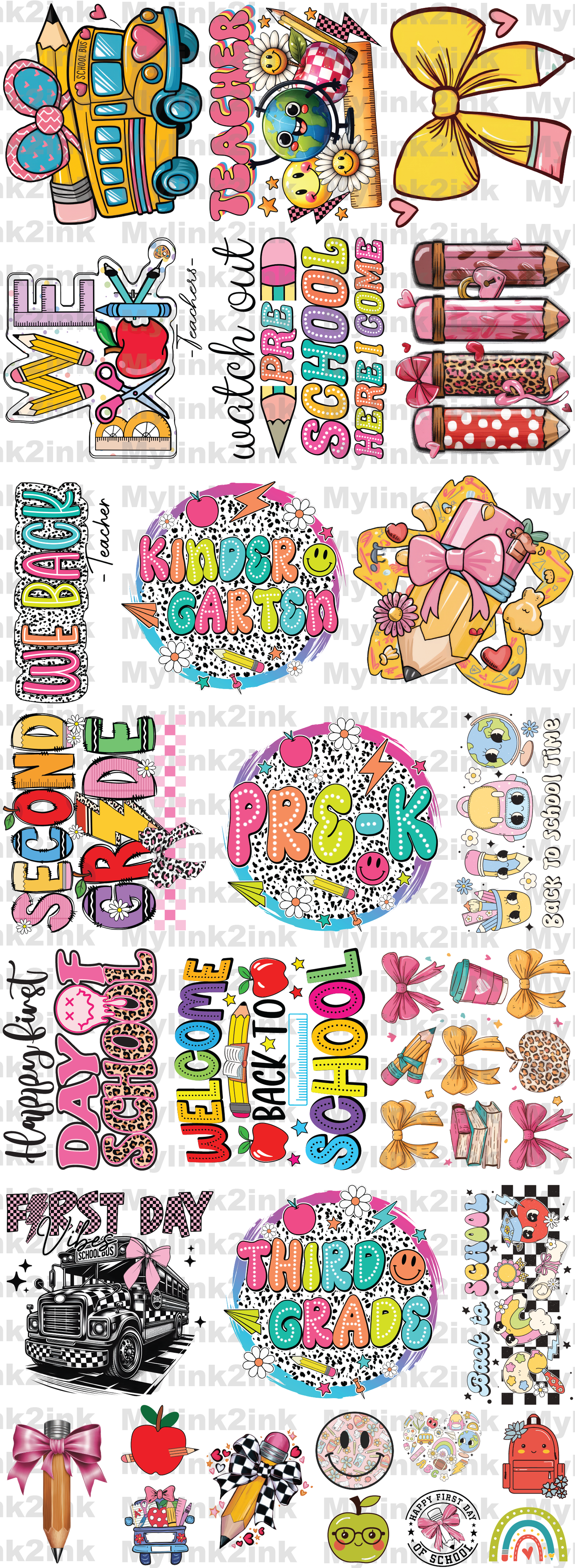 Back to School Premade Gang Sheet 1- 22 x 60 (Copy)