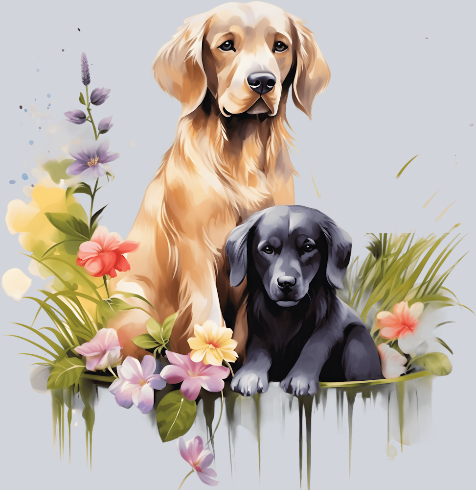 dogs-with-flowers-illustration