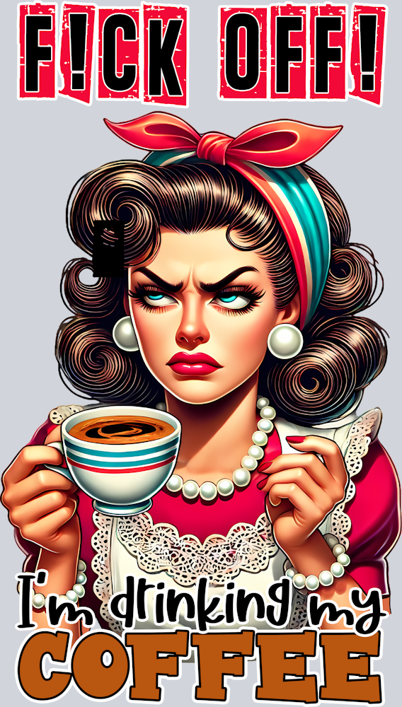 Grumpy Housewife-F!ck OFF!-I'M Drinking My Coffee-Pin Up