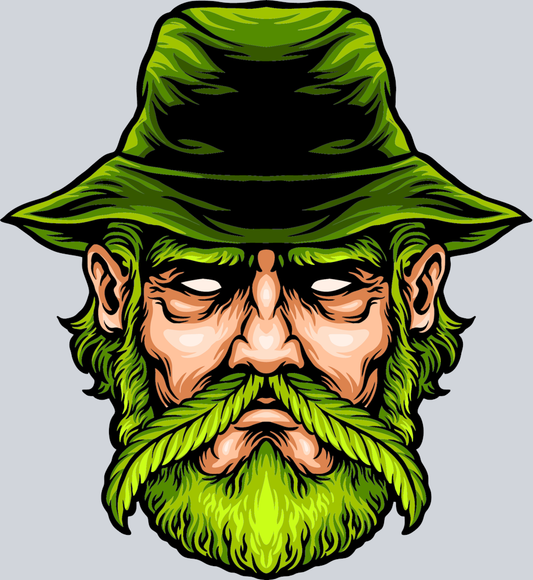 Marijuana farmer with weed leaf mustache  illustration