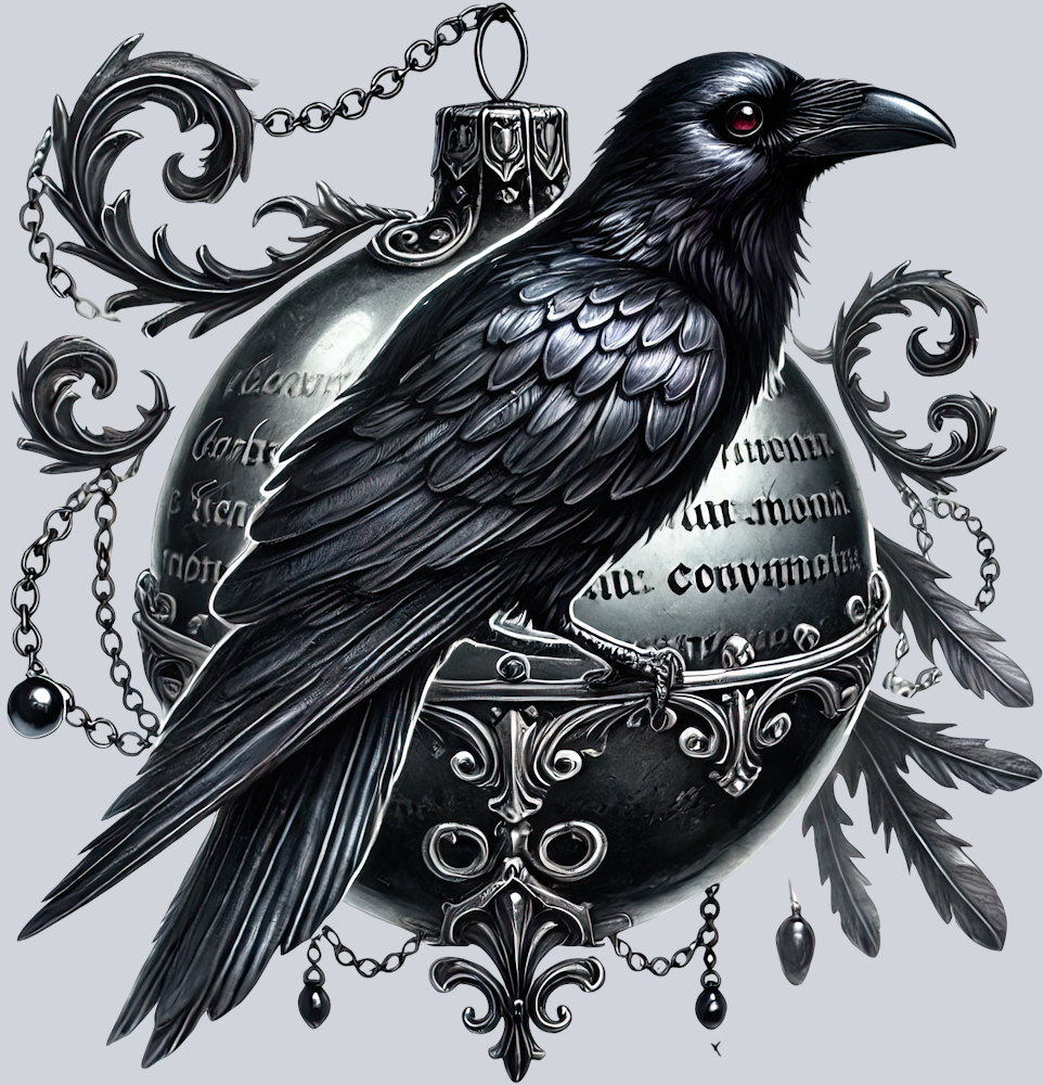 Gothic Raven on a Chrismas bulb