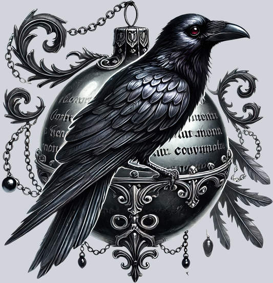 Gothic Raven on a Chrismas bulb