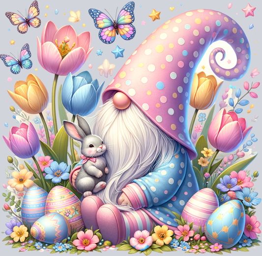 EASTER GNOME HOLDING BUNNY PNG