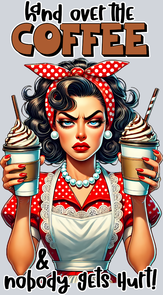 Grumpy Housewife-Hand Over The Coffee & Nobody Gets Hurt-Pin Up