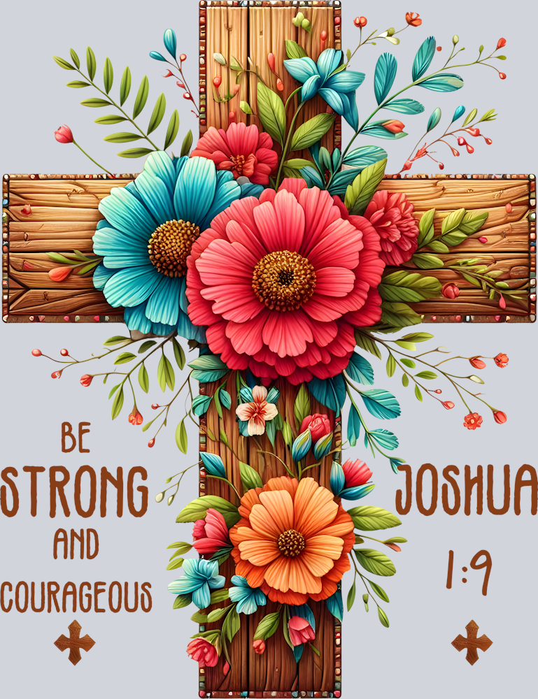 strong_faith_flower_cross_joshua_1_9
