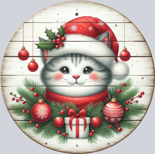 Christmas Cat with Ornaments