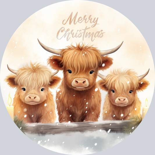 Highland Cow Christmas Ornaments (3)
