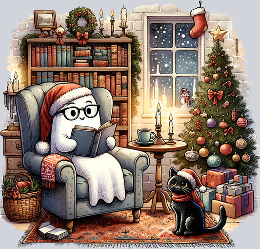 GHOST READING A BOOK CHRISTMAS PNG
