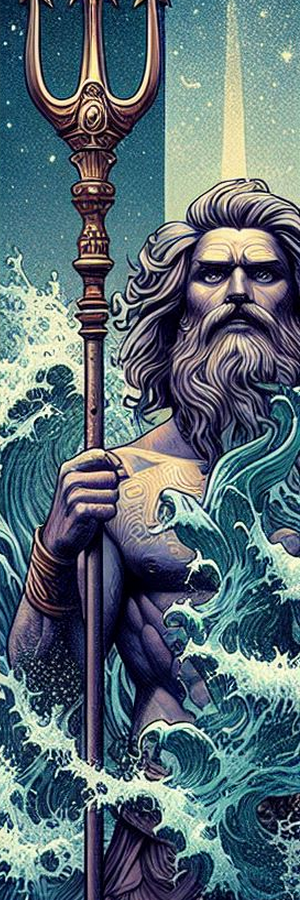 mythical sea god with trident