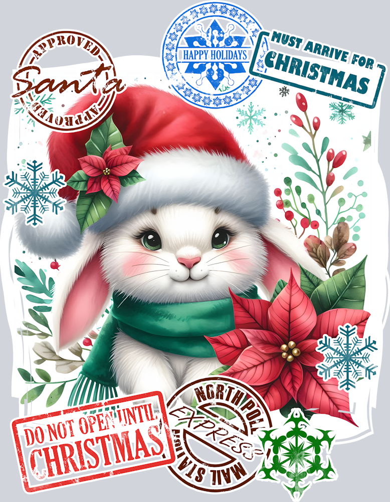 Christmas Bunny with Holiday Stamps
