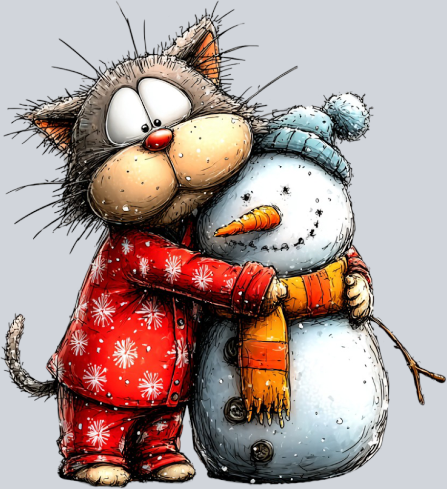 cat_and_snowman_hugging_winter_scene