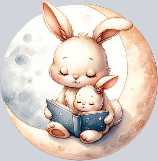 Bunny MAMA BABY READING MOON (