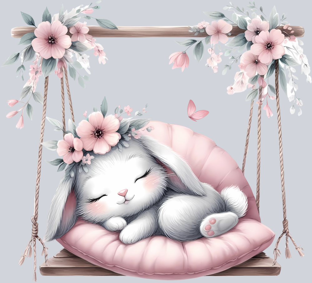 Cute Bunny asleep on Swing