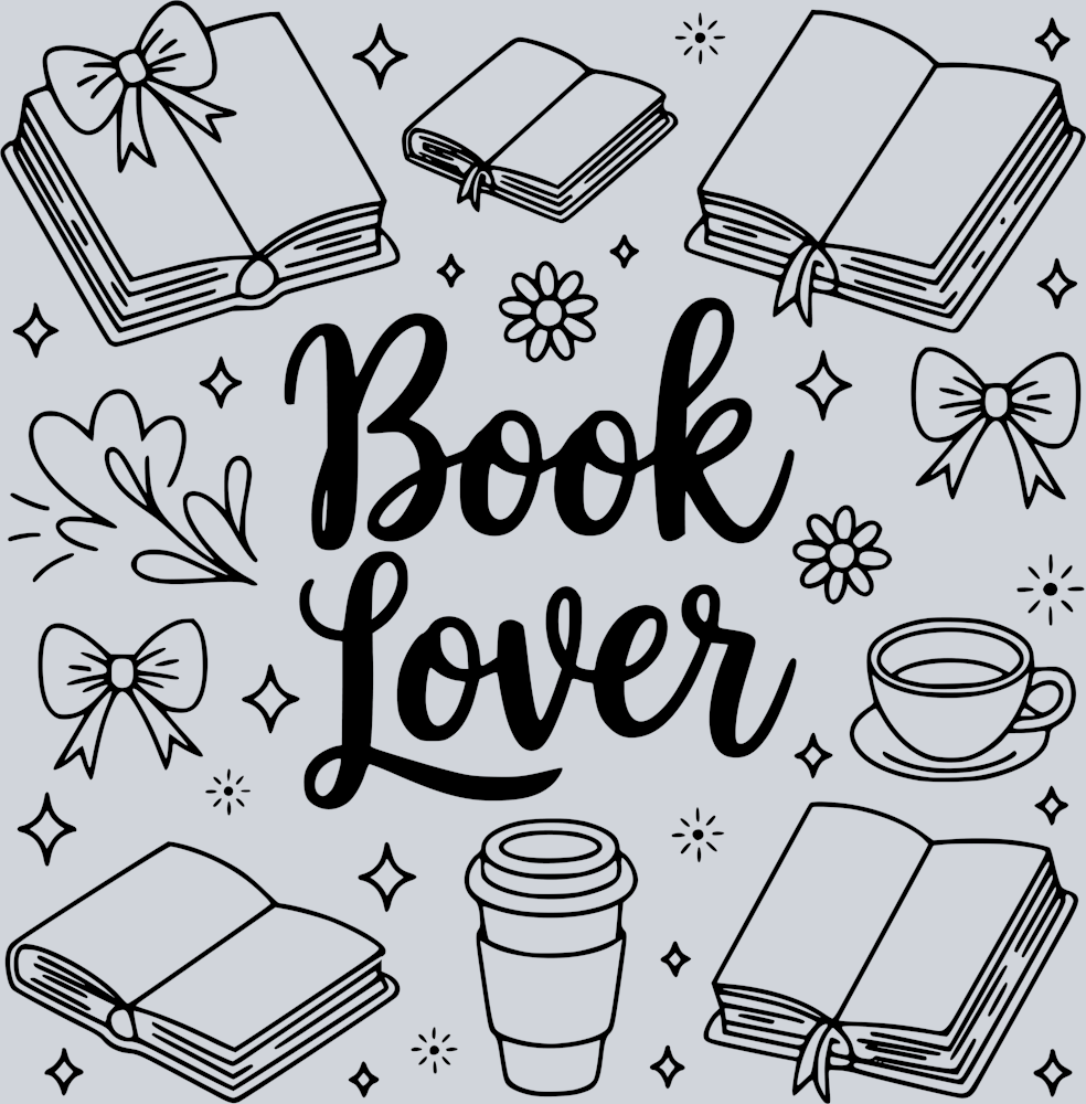 BOOK LOVER DOODLE DESIGN BLACK
