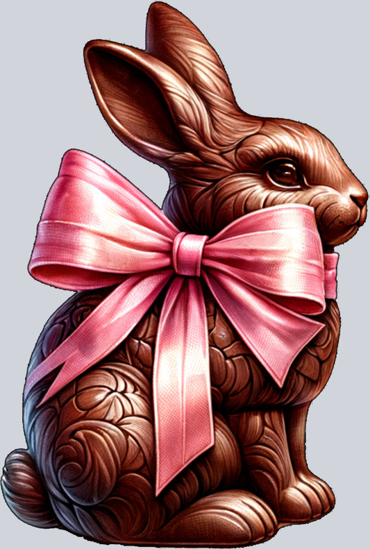 CHOCOLATE BUNNY WITH PINK BOW PNG