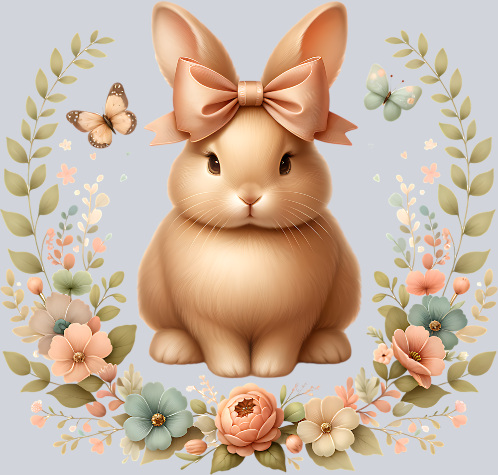 TAN BUNNY WITH PINK BOW PNG