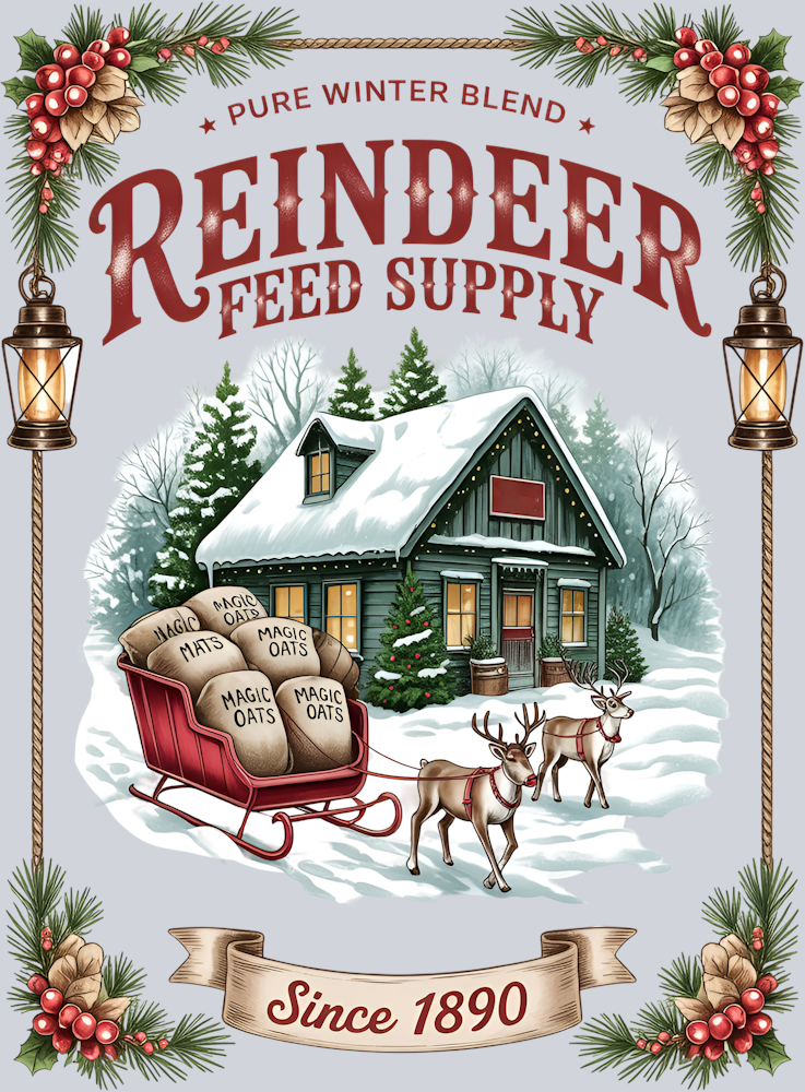 Reindeer Feed Supply Winter Scene