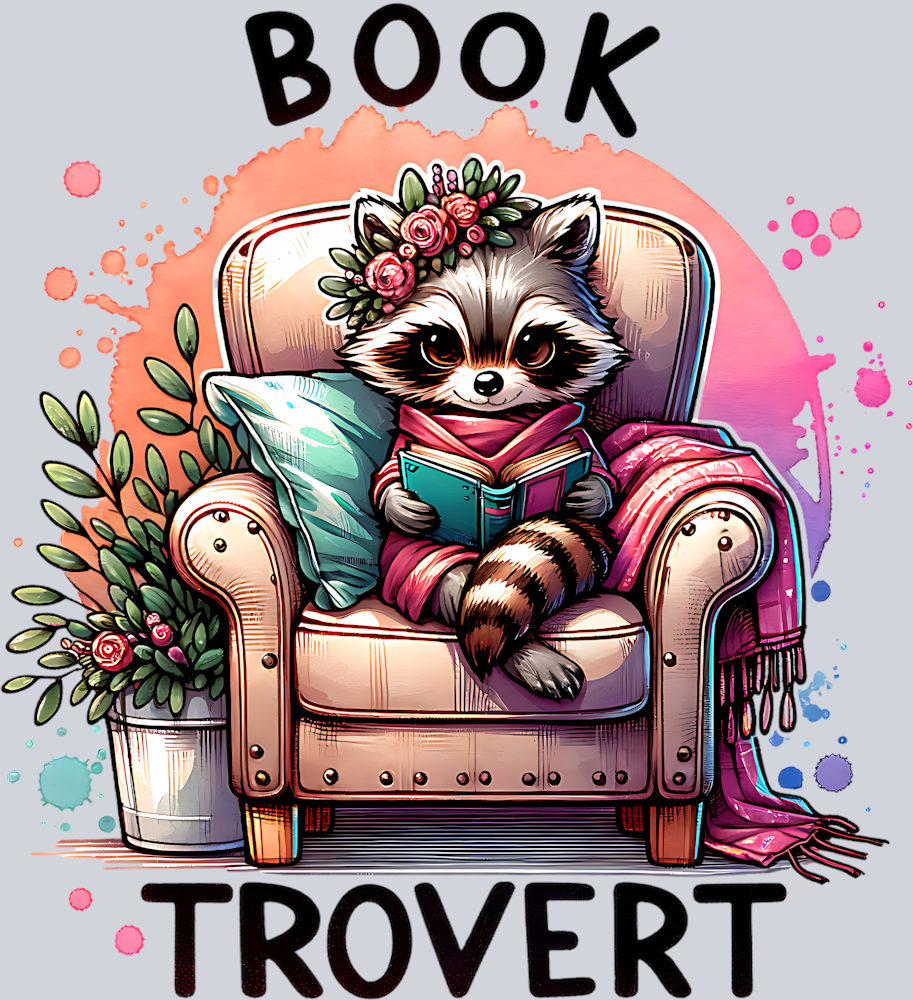 BOOKTROVERT RACCOON COLOR PNG