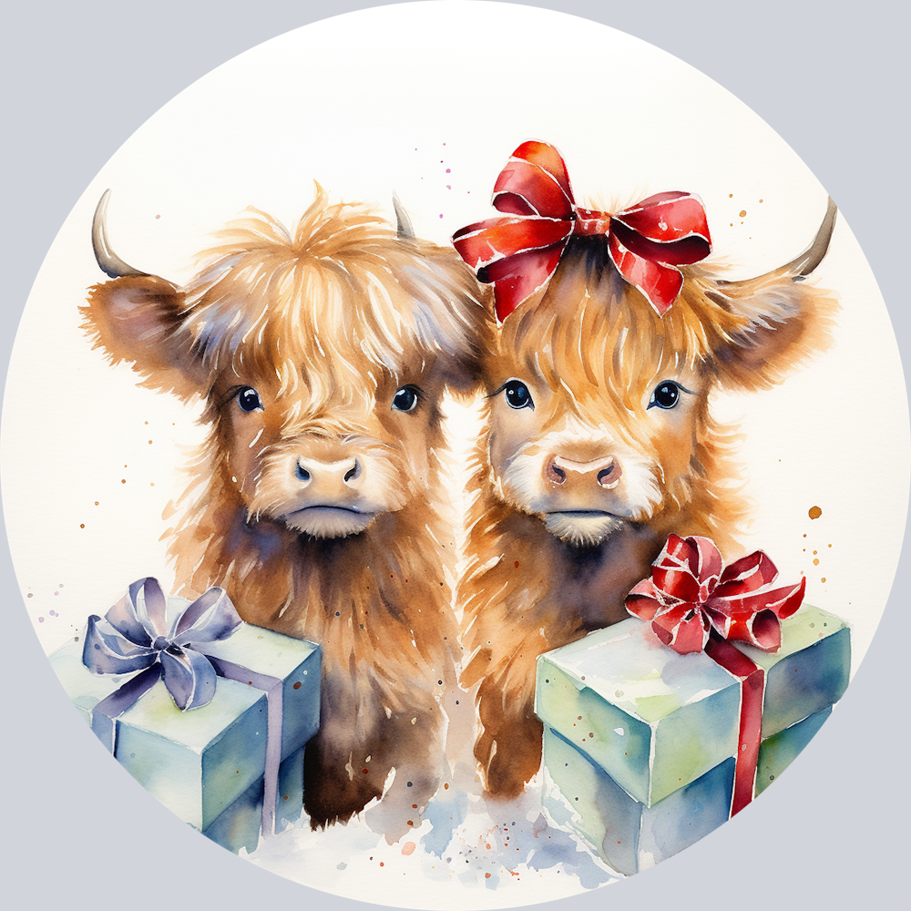 Highland Cow Christmas Ornaments (2)