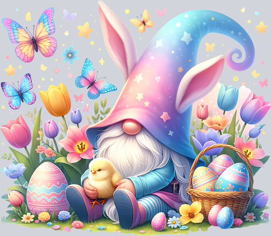 EASTER GNOME WITH BUNNY EARS HOLDING A CHICK