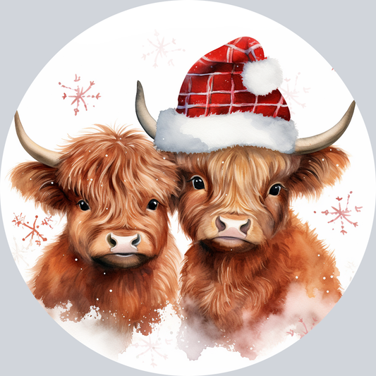 Highland Cows in Christmas Hats (3)