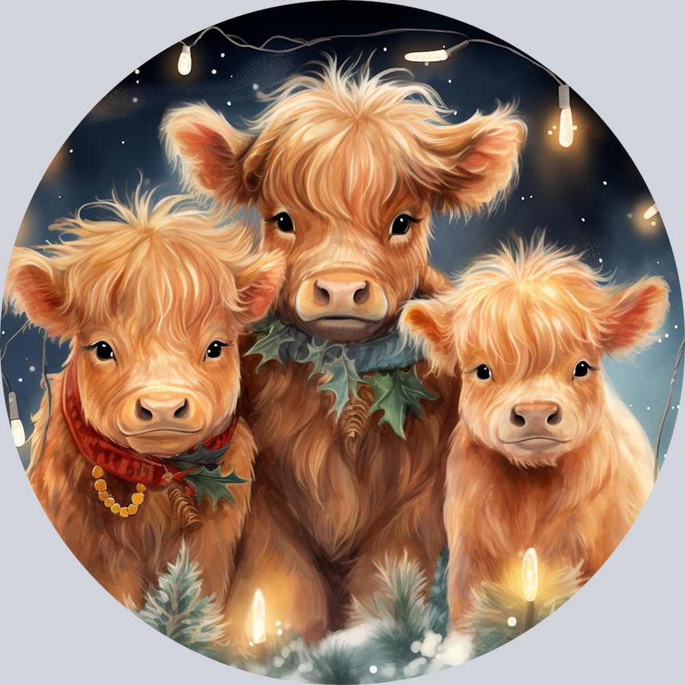 Highland Cow Christmas Ornaments