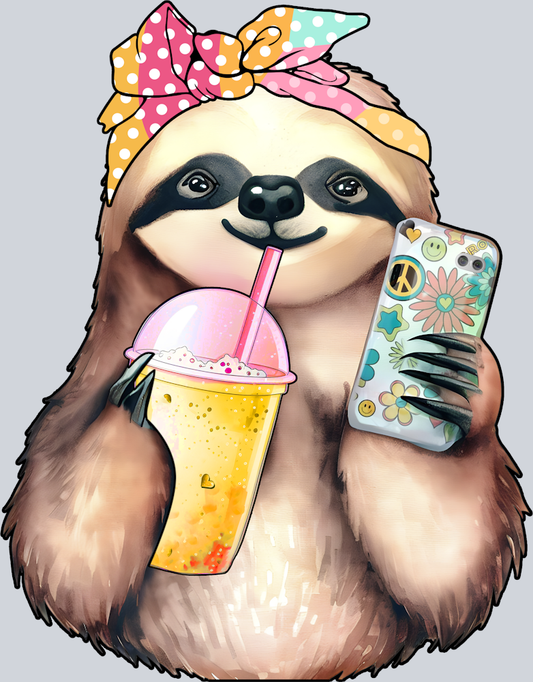 sloth-with-drinks-and-phone