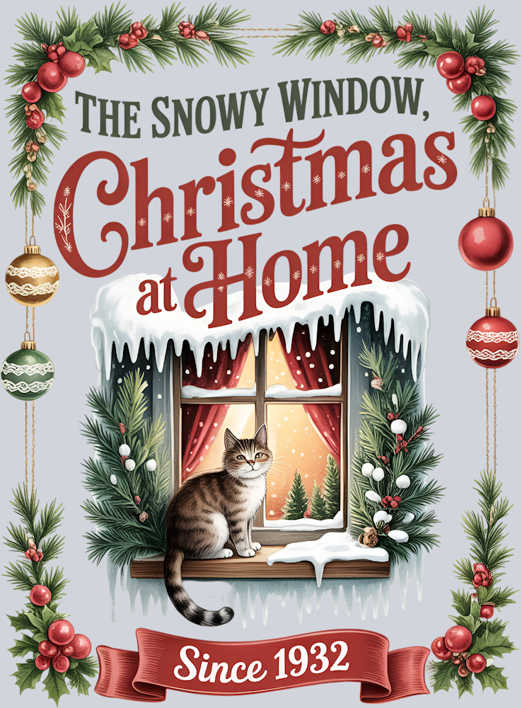 Christmas Window Cat Decoration