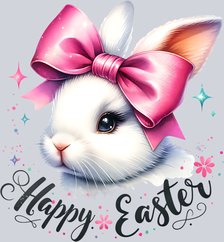 HAPPY EASTER WHITE BUNNY PNG